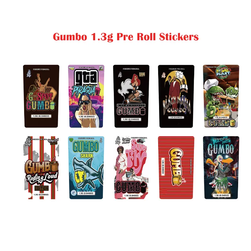 Wholesale Customized 1.3g Gumbo Pre Roll Stickers For Cali Packing